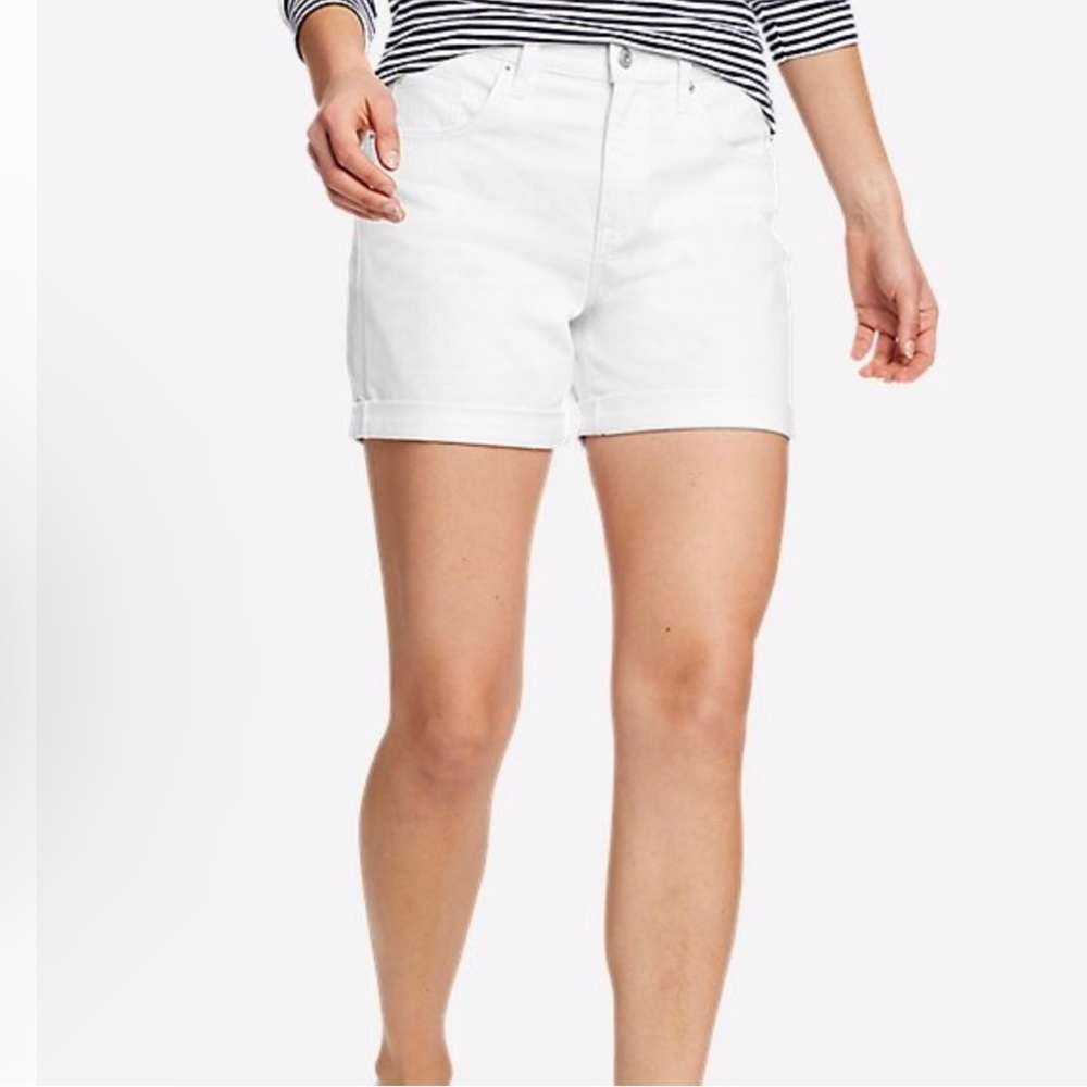 Eddie Bauer Boyfriend White Rolled Hem Jean Shorts Vacation Beach Western
